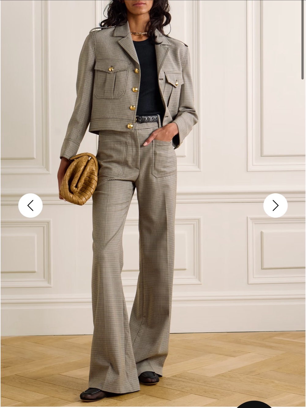 NILI LOTAN Christophe houndstooth wool flared pants